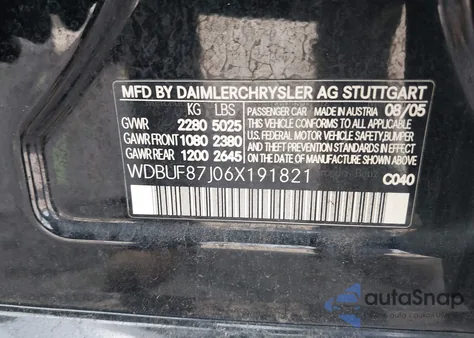 2006 Mercedes-Benz E 350 4Matic из США, поврежденный, VIN WDBUF87J06X191821